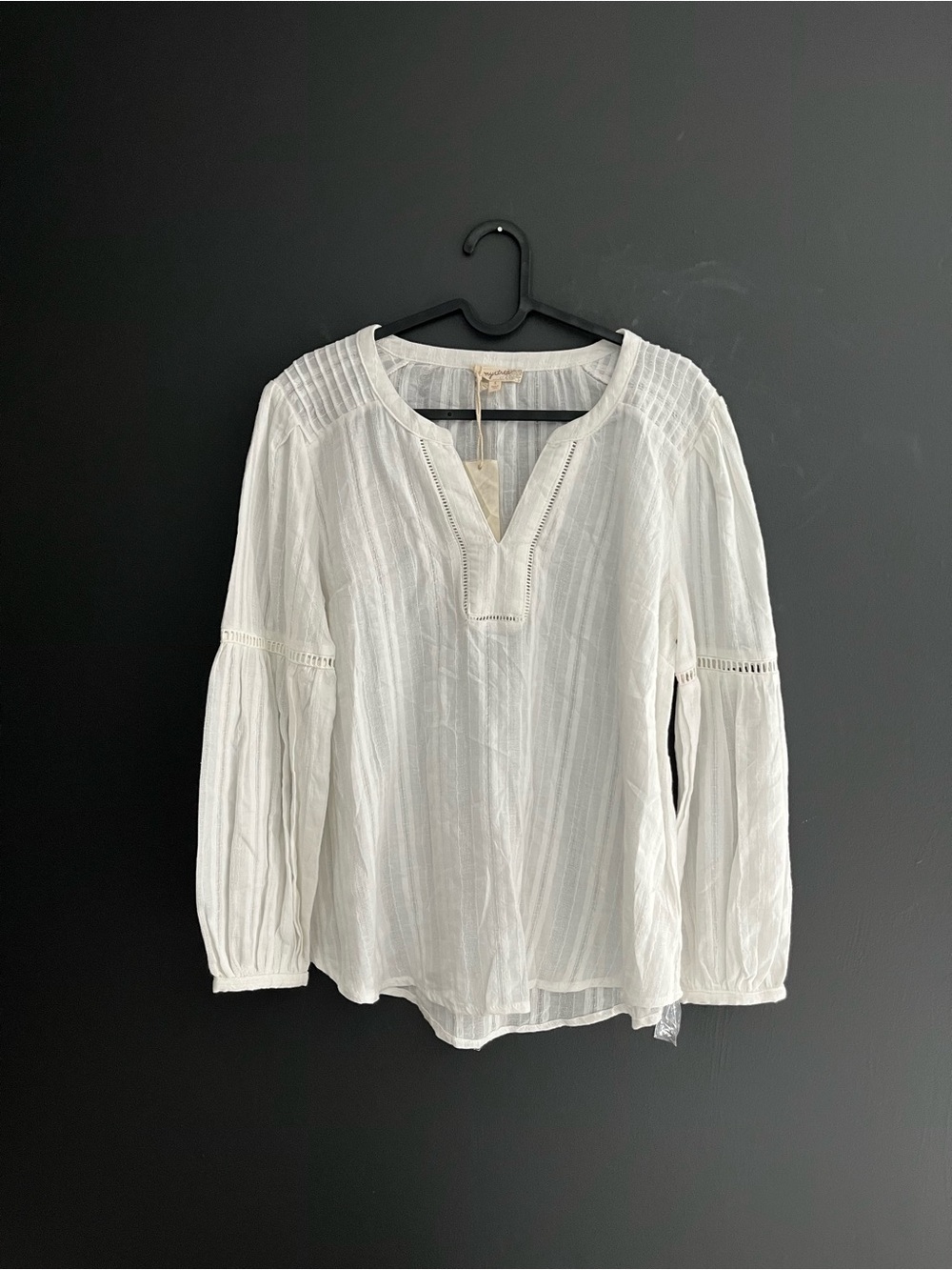 Mystree NWT 100% Cotton Boho Peasant Blouse White Size Small
